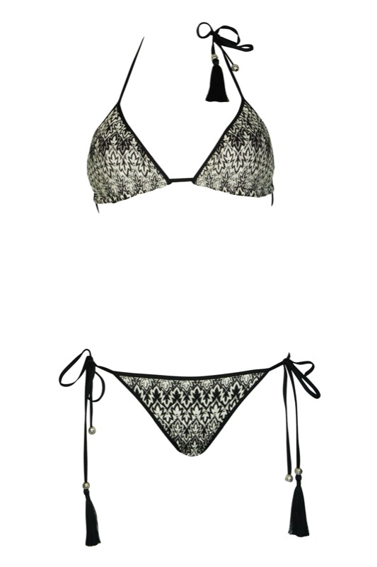SALE Zig Zag Padded Triangle Bikini Black/White