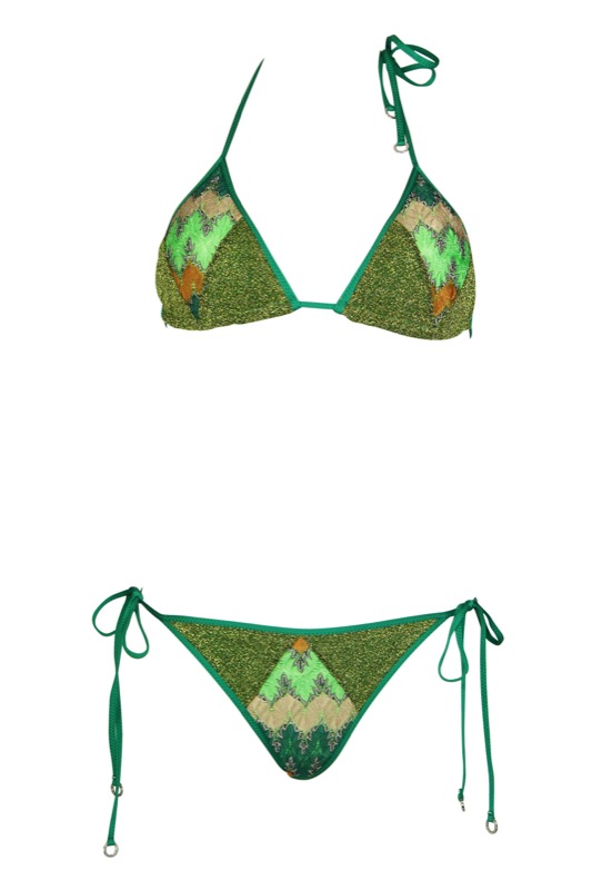 SALE Zig Zag Padded Triangle Bikini Grün