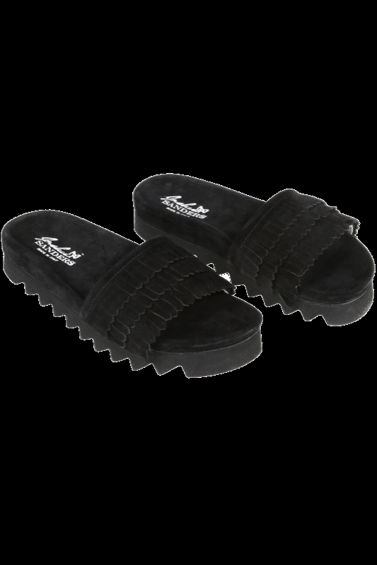 ACCESSOIRES Sandalen Aus Leder Mit Gearbeiteten Fransen Im Mondänen Schwarz