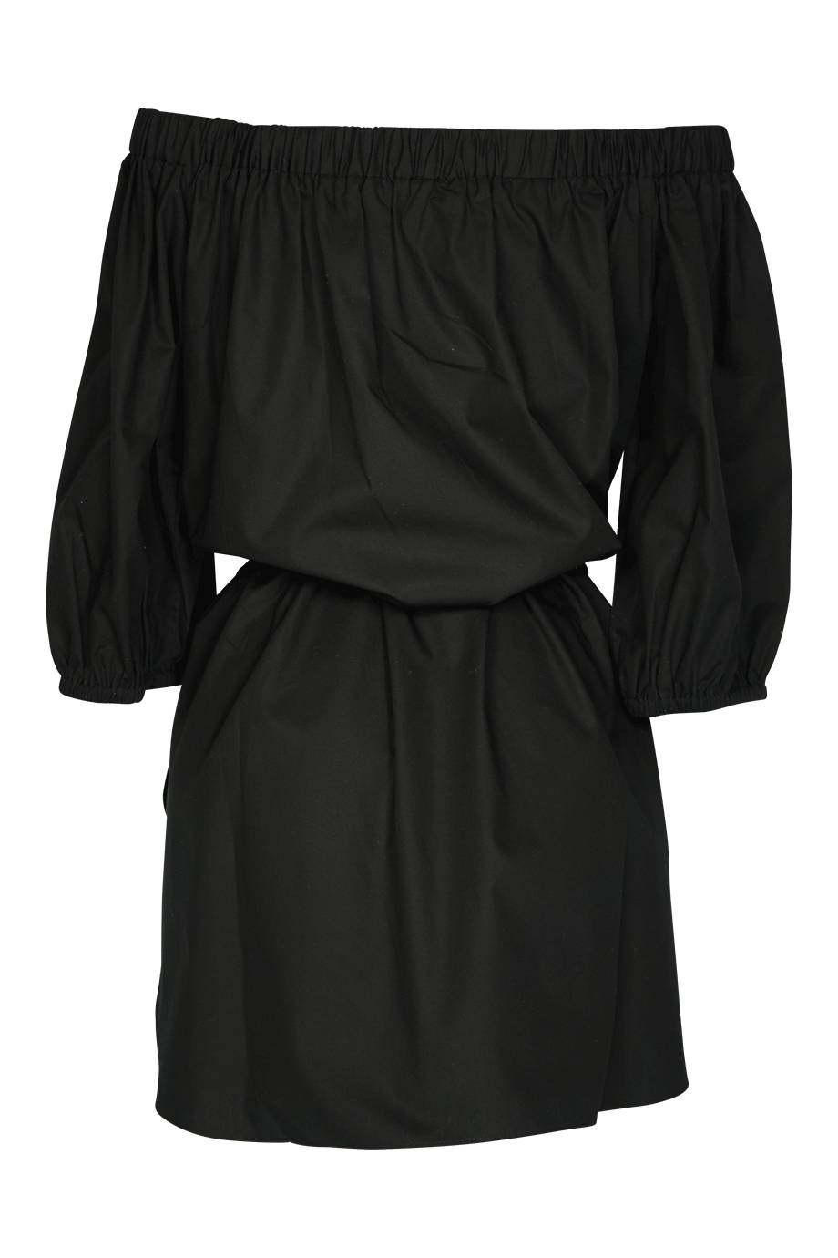 SALE Schulterfreies Kleid Mit Gehäkeltem Gürtel In Schwarz