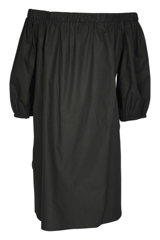 SALE Schulterfreies Kleid Mit Gehäkeltem Gürtel In Schwarz
