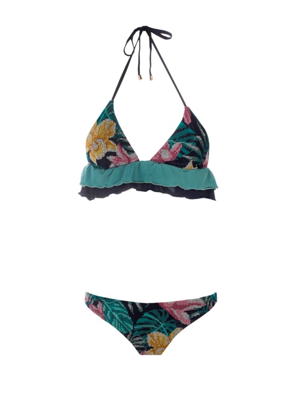 SALE Secret Garden Triangel Bikini mit Rüschen in grün