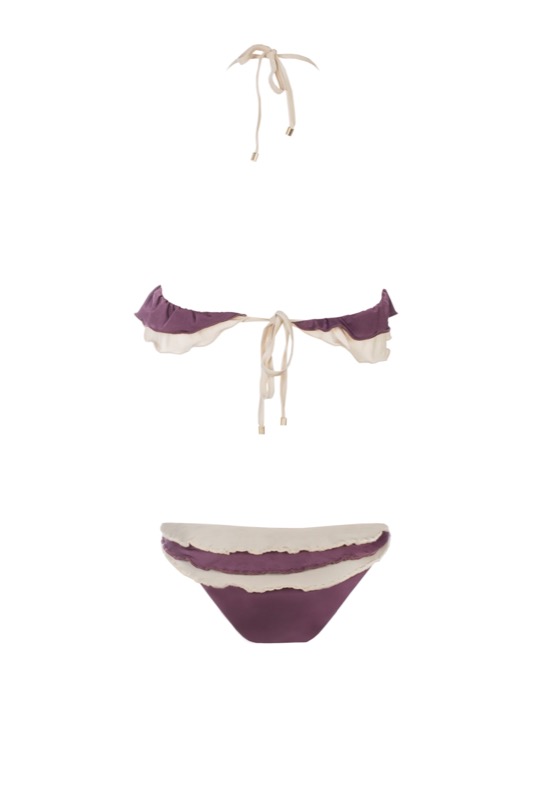 SALE Secret Garden Triangel Bikini Mit Rüschen In Lila