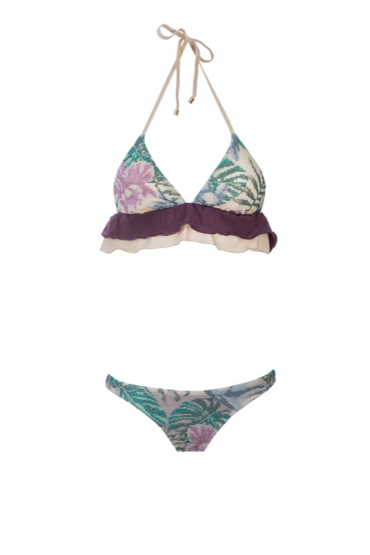SALE Secret Garden Triangel Bikini Mit Rüschen In Lila
