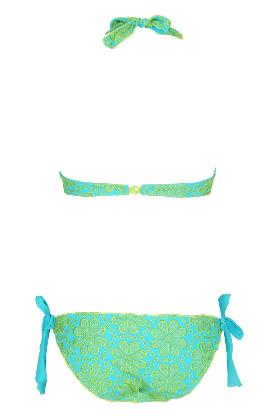 SALE Triangel Bikini Mit Blütenstickerei In Türkis C/D Cup