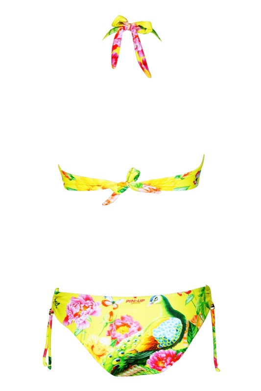 SALE Triangle Bikini Mit Blumenprint In Gelb C/D Cup