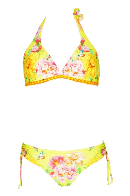 SALE Triangle Bikini mit Blumenprint in gelb C/D Cup