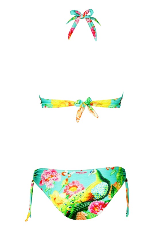 SALE Triangle Bikini Mit Blumenprint In Türkis C/D Cup