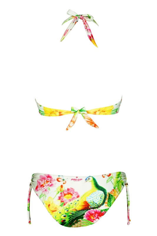 SALE Triangle Bikini Mit Blumenprint In Weiß C/D Cup