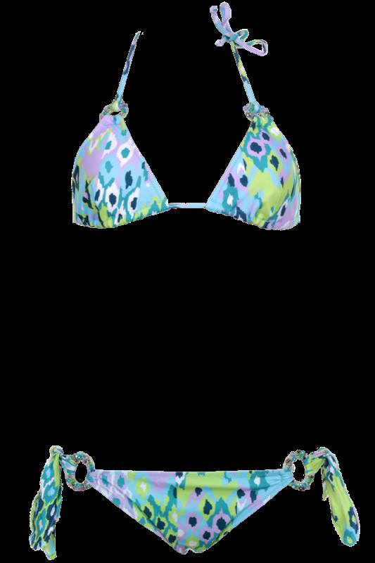 SALE Triangle Bikini mit grafischem Print in Grün-Blau