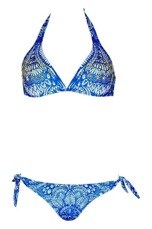 SALE Triangle Bikini mit Nietendetails in blau C/D Cup