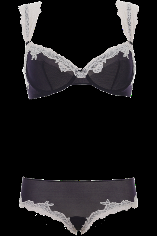 LINGERIE Ungefütterter Bügel-BH In Navy Mit Puderfarbener Spitze