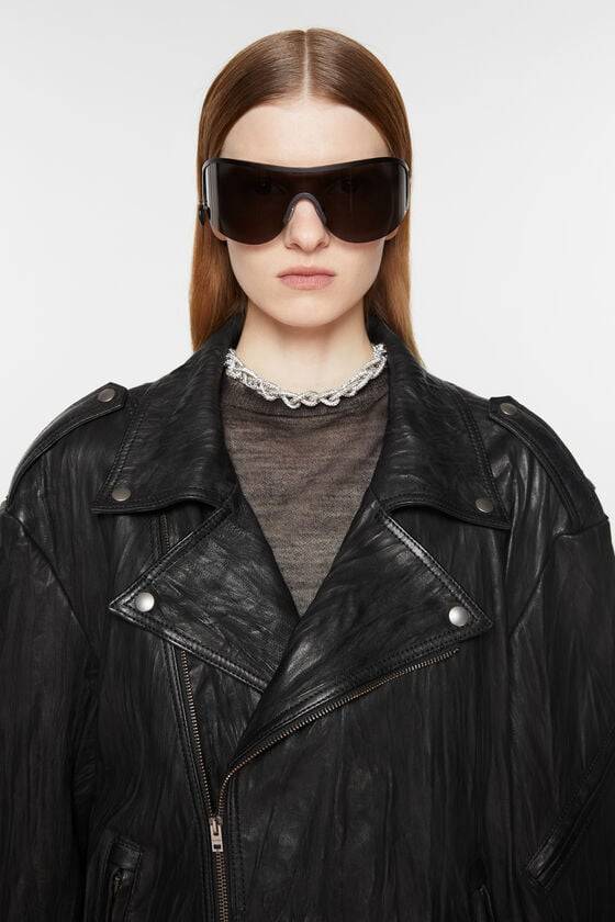 Acne Studios Bikerjacke Aus Zerknittertem Leder