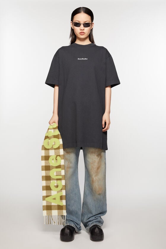 Acne Studios Karo-Schal Mit Logo - Schmal