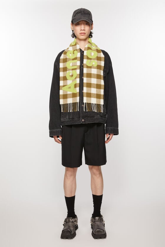 Acne Studios Karo-Schal Mit Logo - Schmal