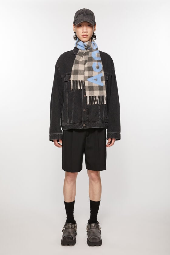 Acne Studios Karo-Schal Mit Logo - Schmal