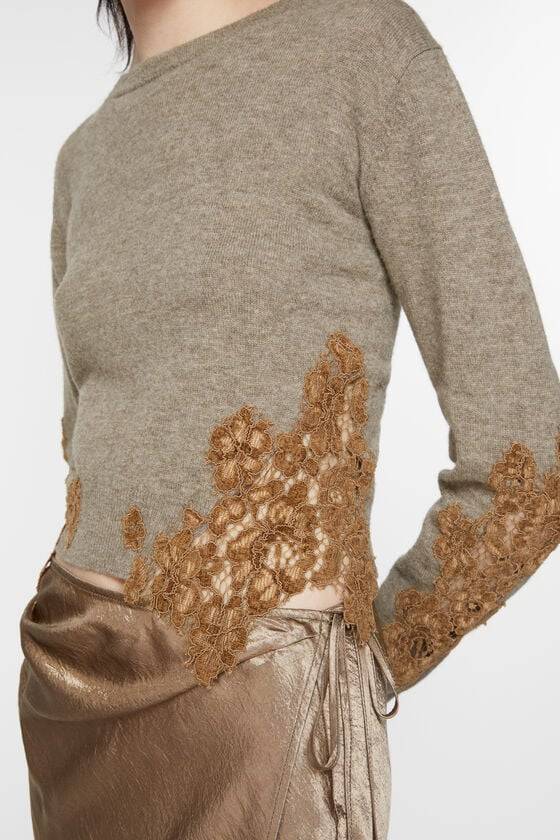 Acne Studios Wollpullover Mit Spitzenbesatz