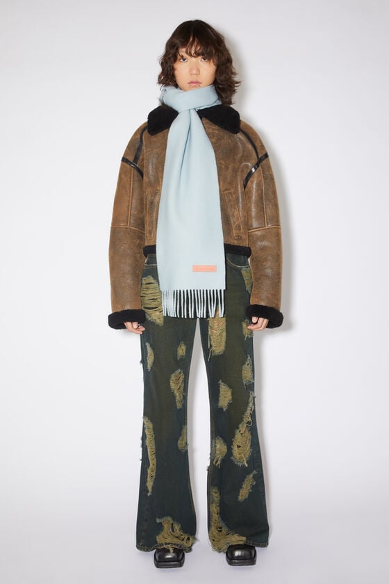 Acne Studios Wollschal Mit Label In Rosa – Schmal