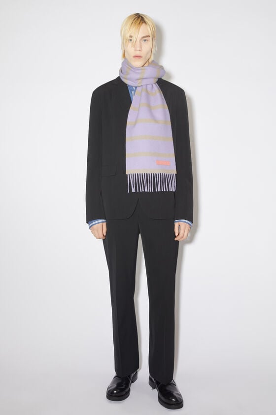 Acne Studios Wollschal Mit Label In Rosa – Schmal