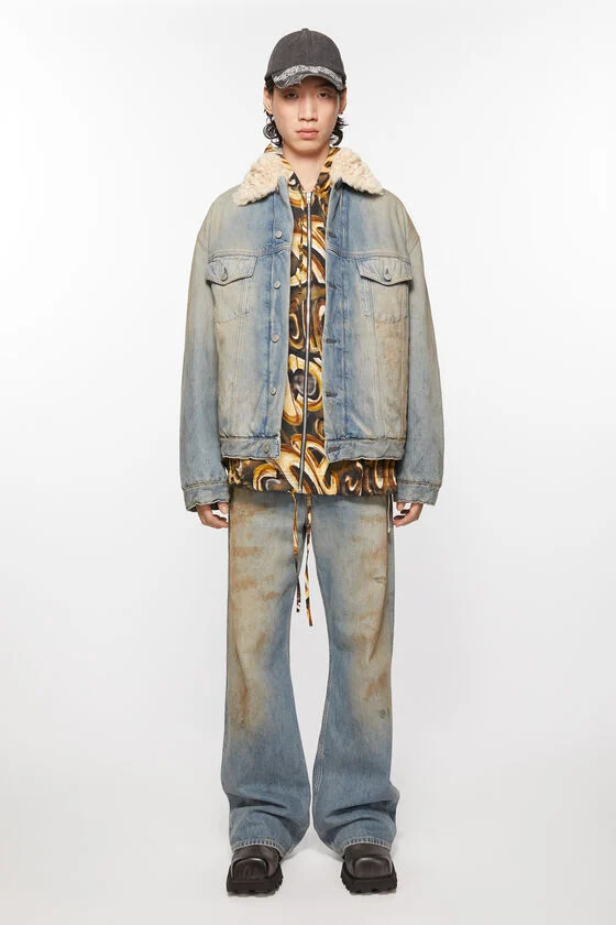 Acne Studios Jacke mit Jeanspelzbesatz - Oversize-Passform