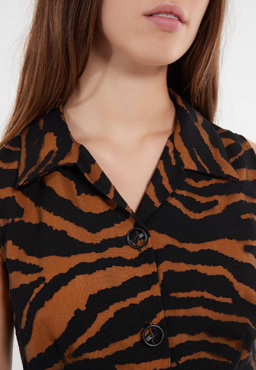 Ana Alcazar Blusenkleid Zapa Schwarz-Braun