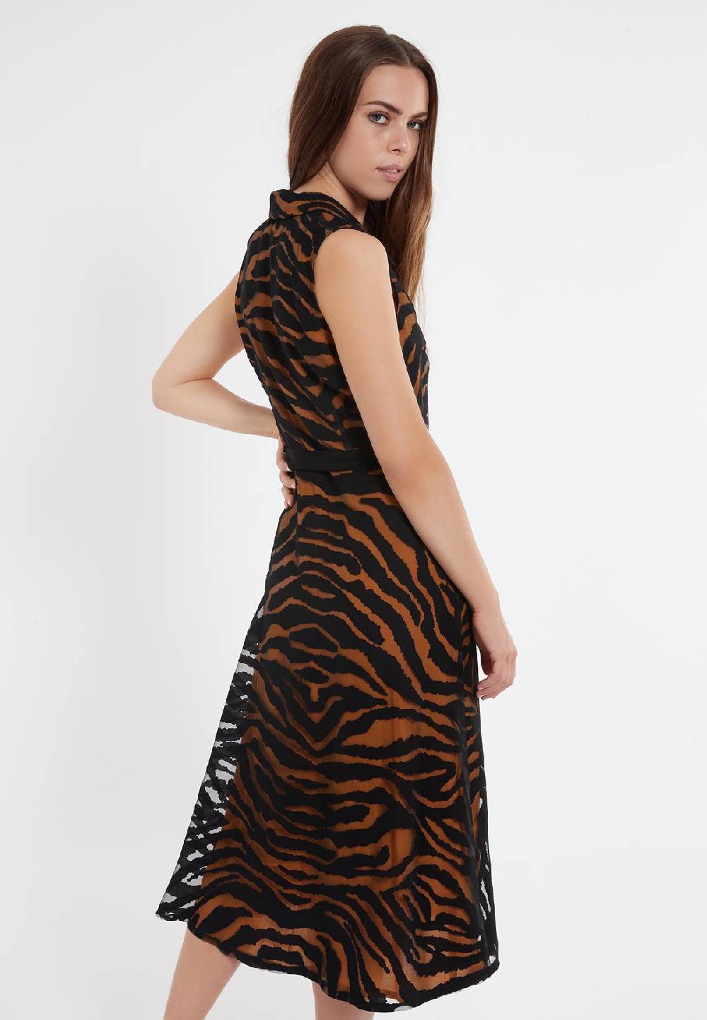 Ana Alcazar Blusenkleid Zapa Schwarz-Braun