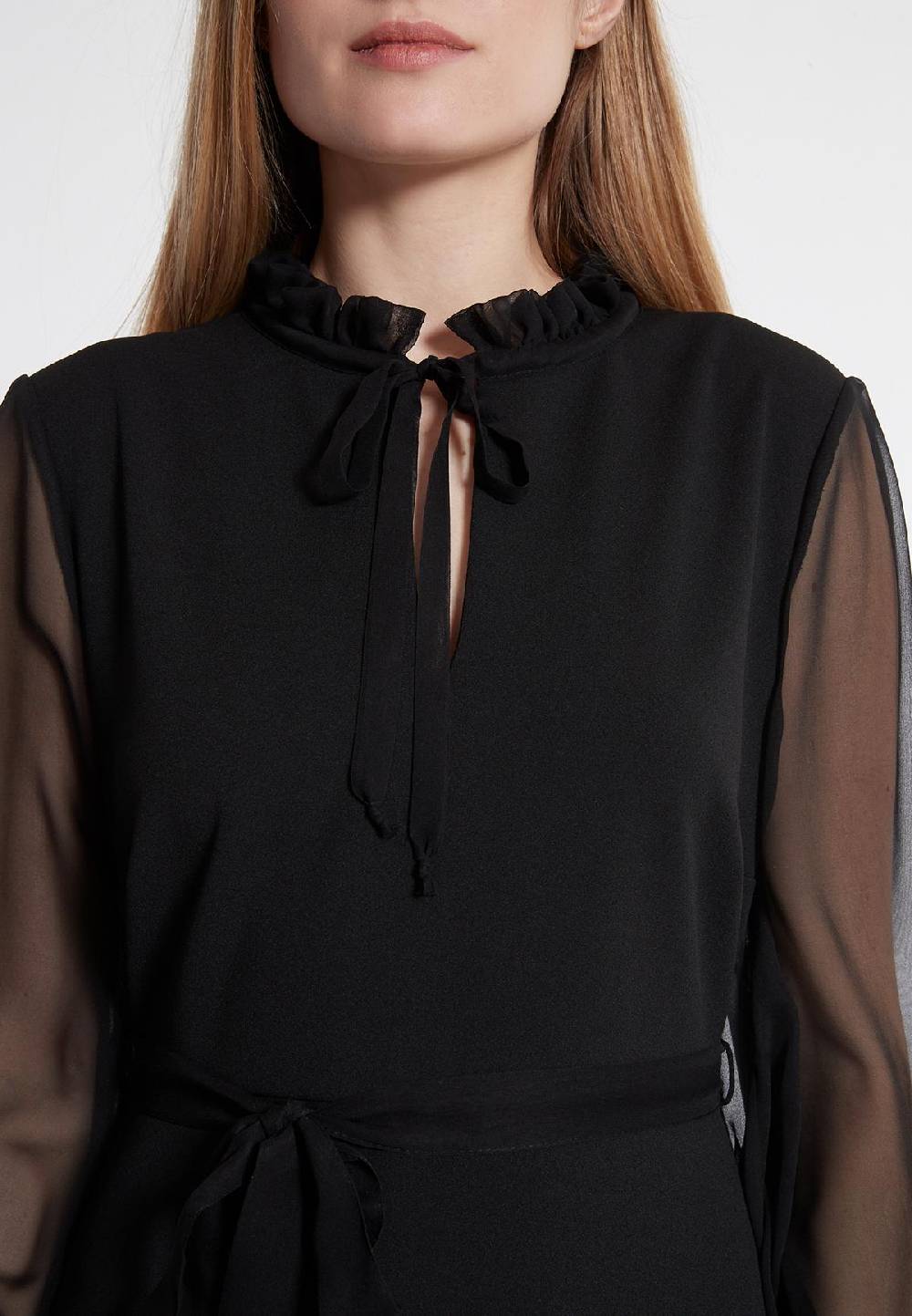 Ana Alcazar Chiffon Kleid Waeby Schwarz