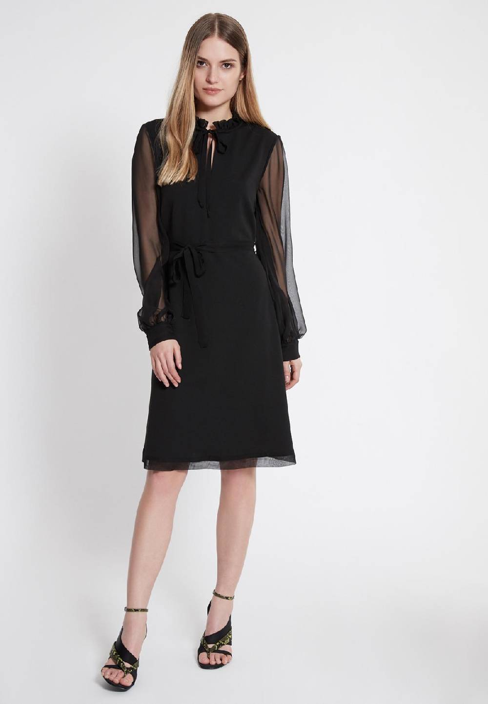 Ana Alcazar Chiffon Kleid Waeby Schwarz