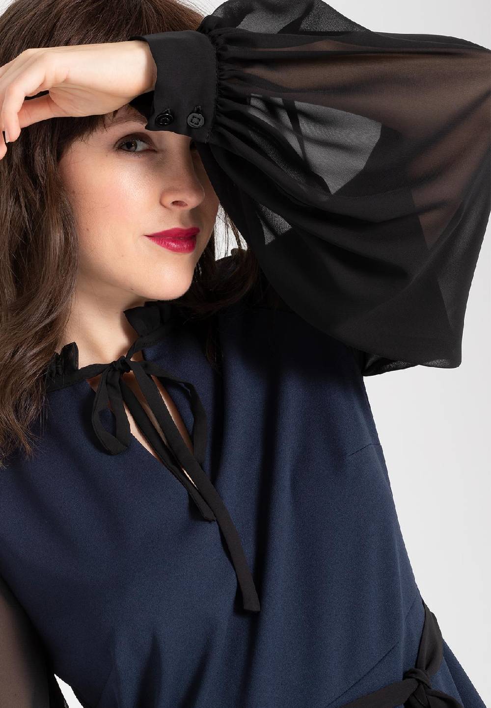 Ana Alcazar Chiffon Kleid Waery Blau