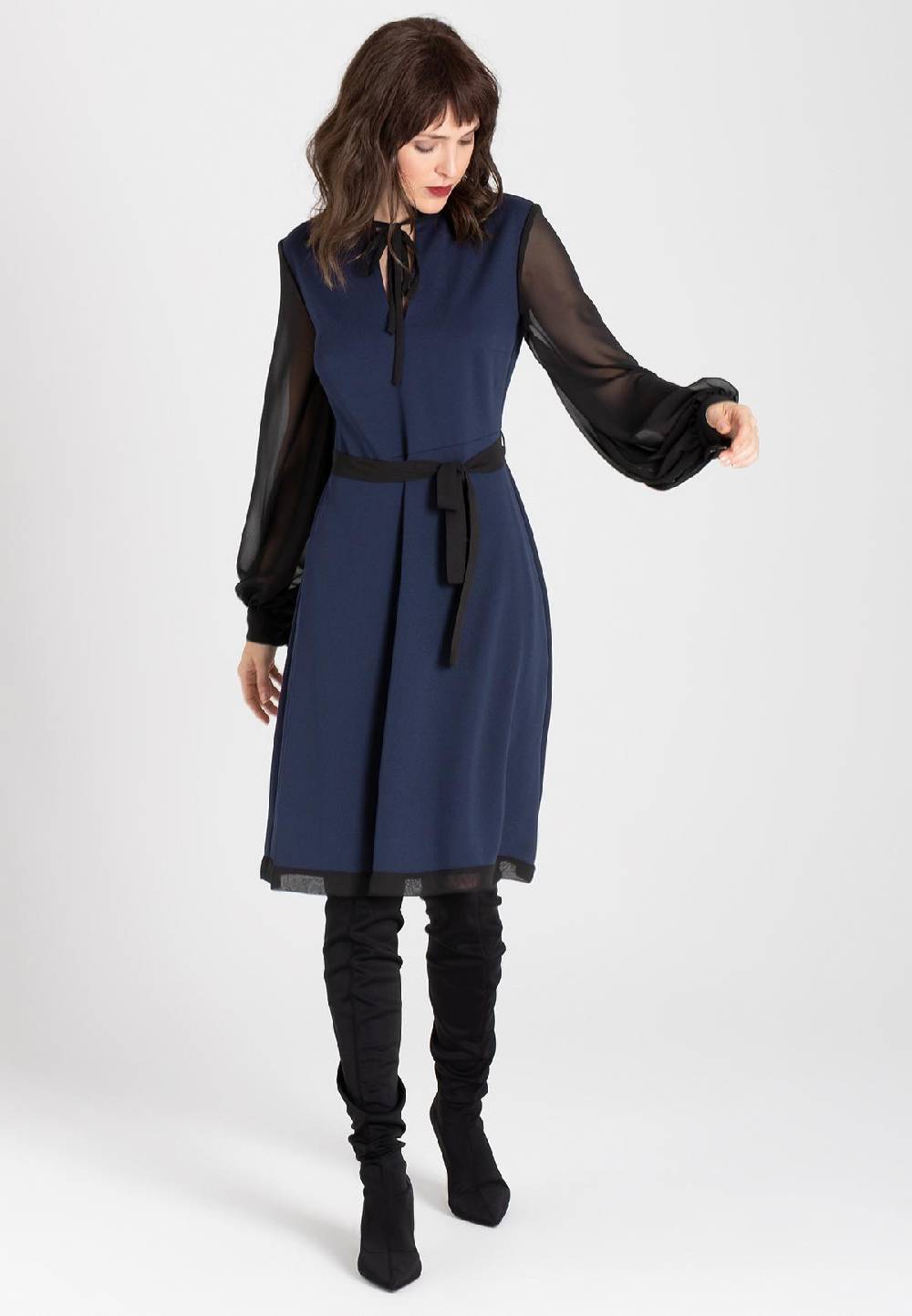 Ana Alcazar Chiffon Kleid Waery Blau