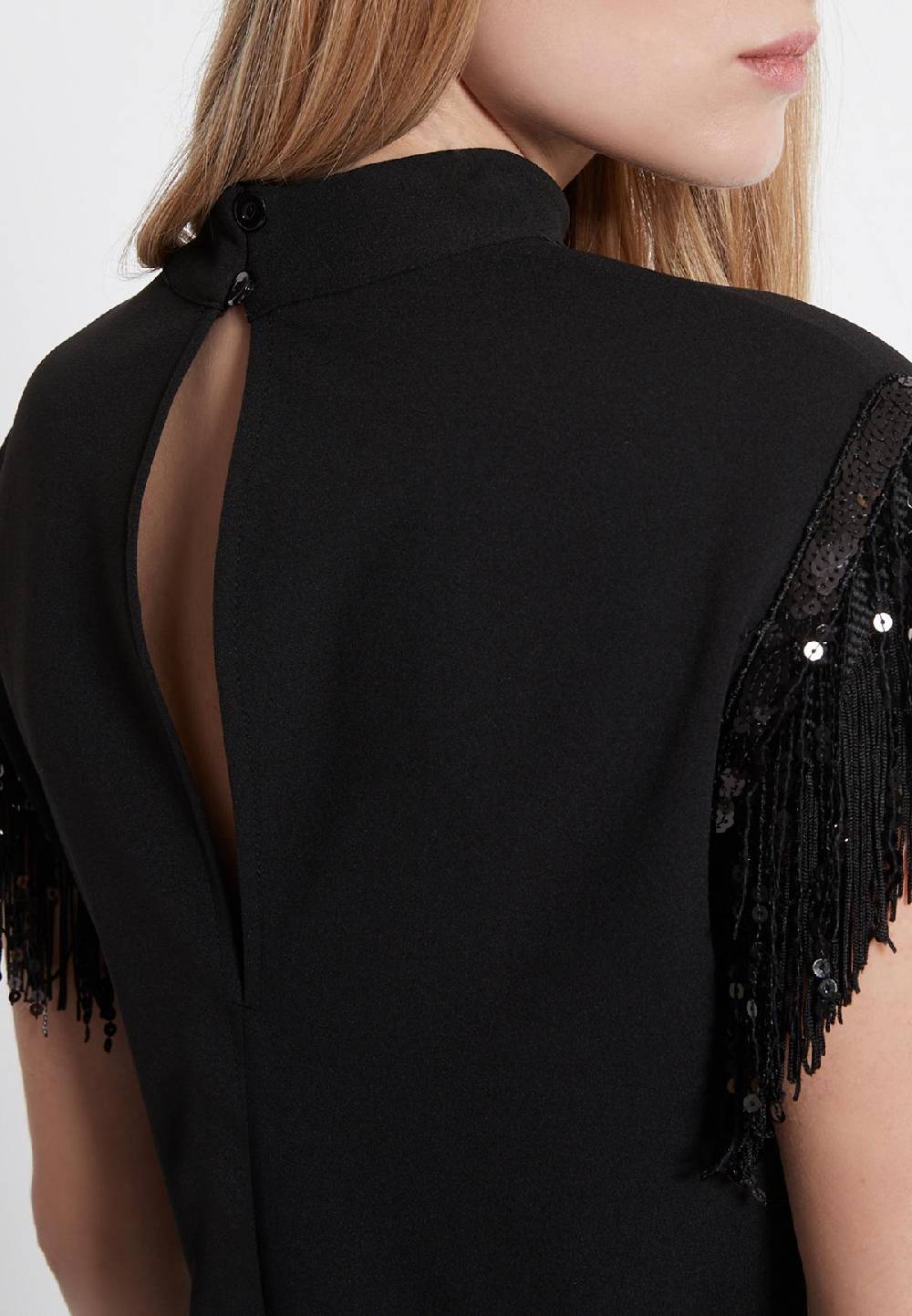 Ana Alcazar Fransen Kleid Waeta Schwarz