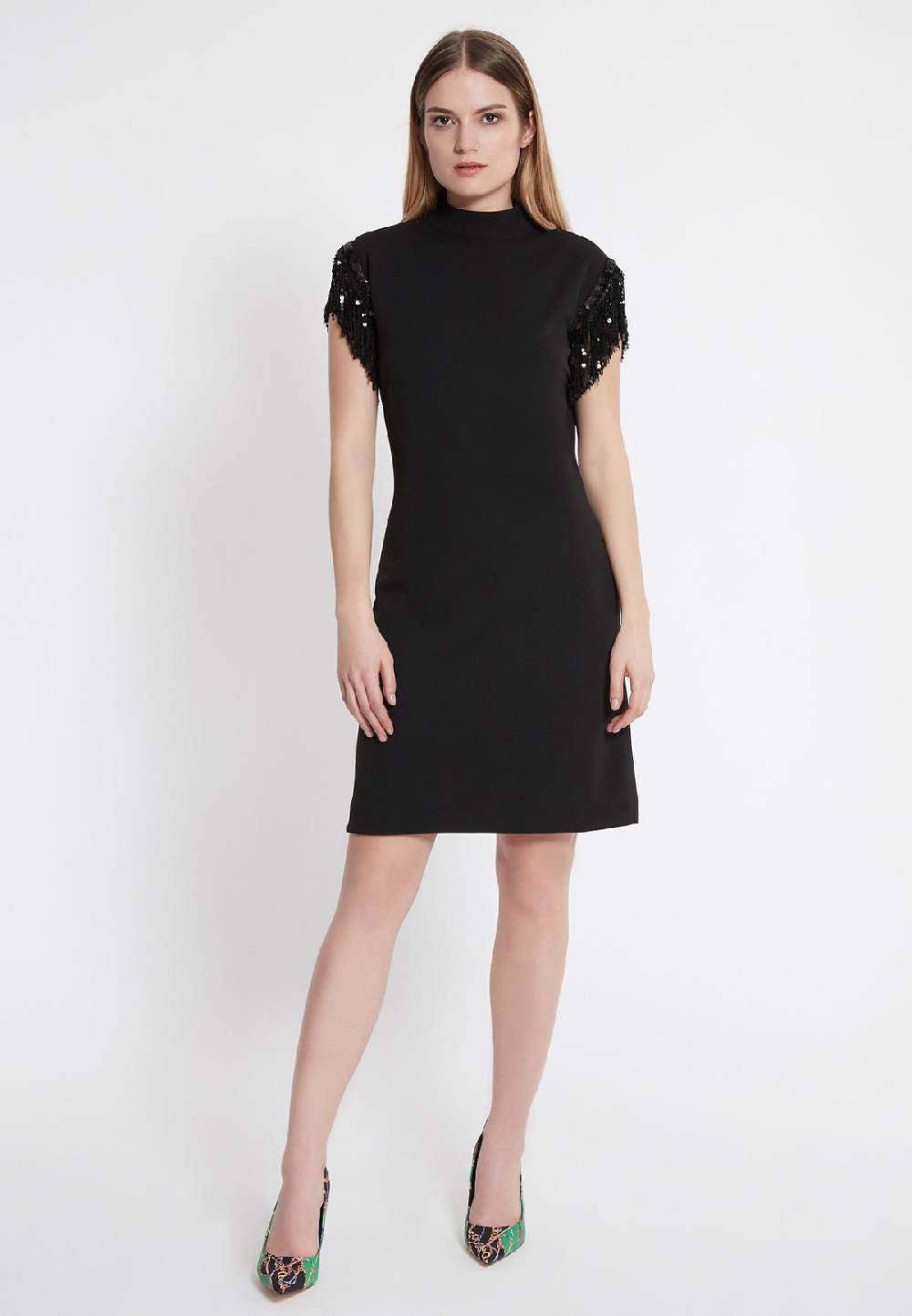 Ana Alcazar Fransen Kleid Waeta Schwarz