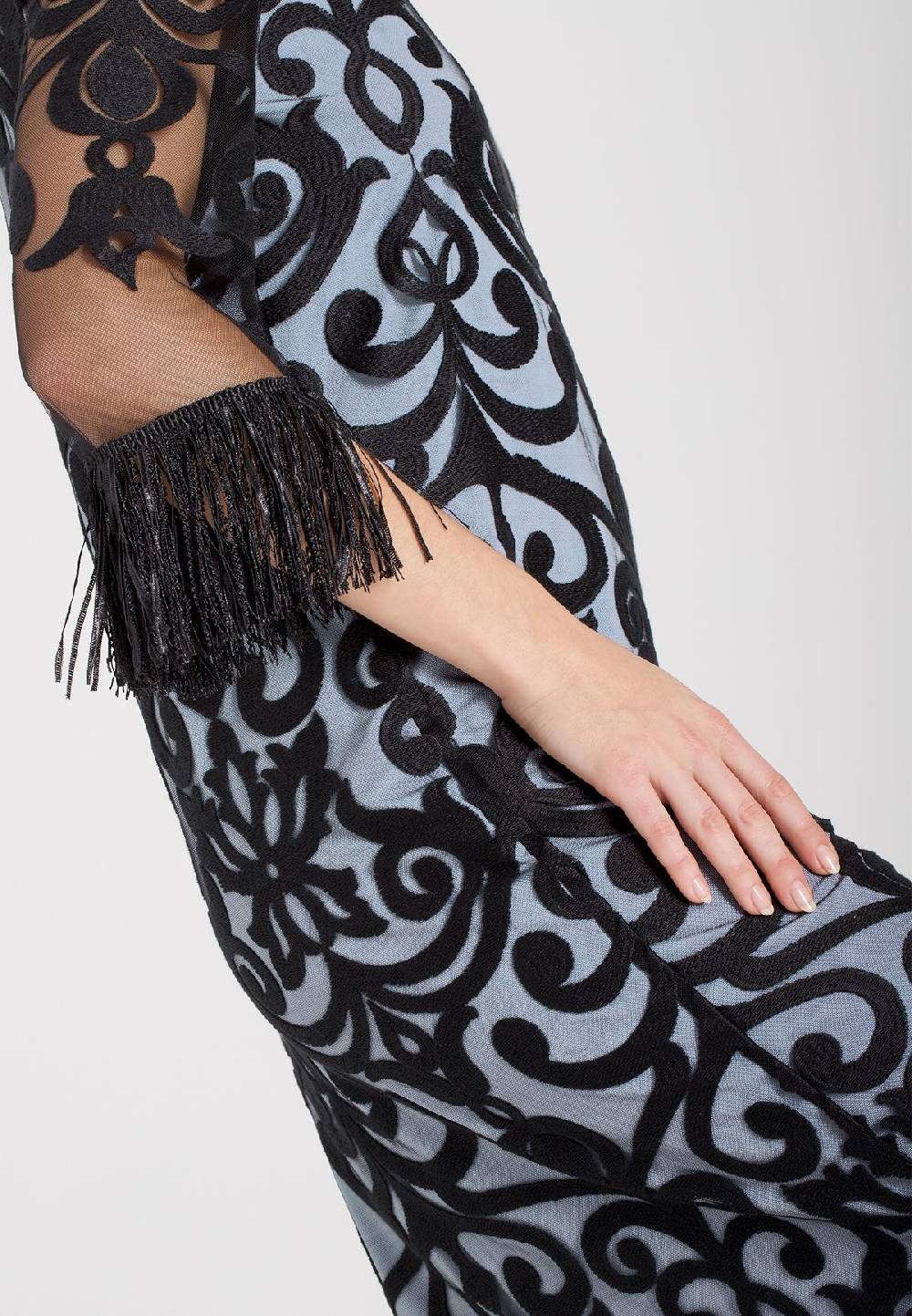 Ana Alcazar Fransenarm Kleid Warana Blau