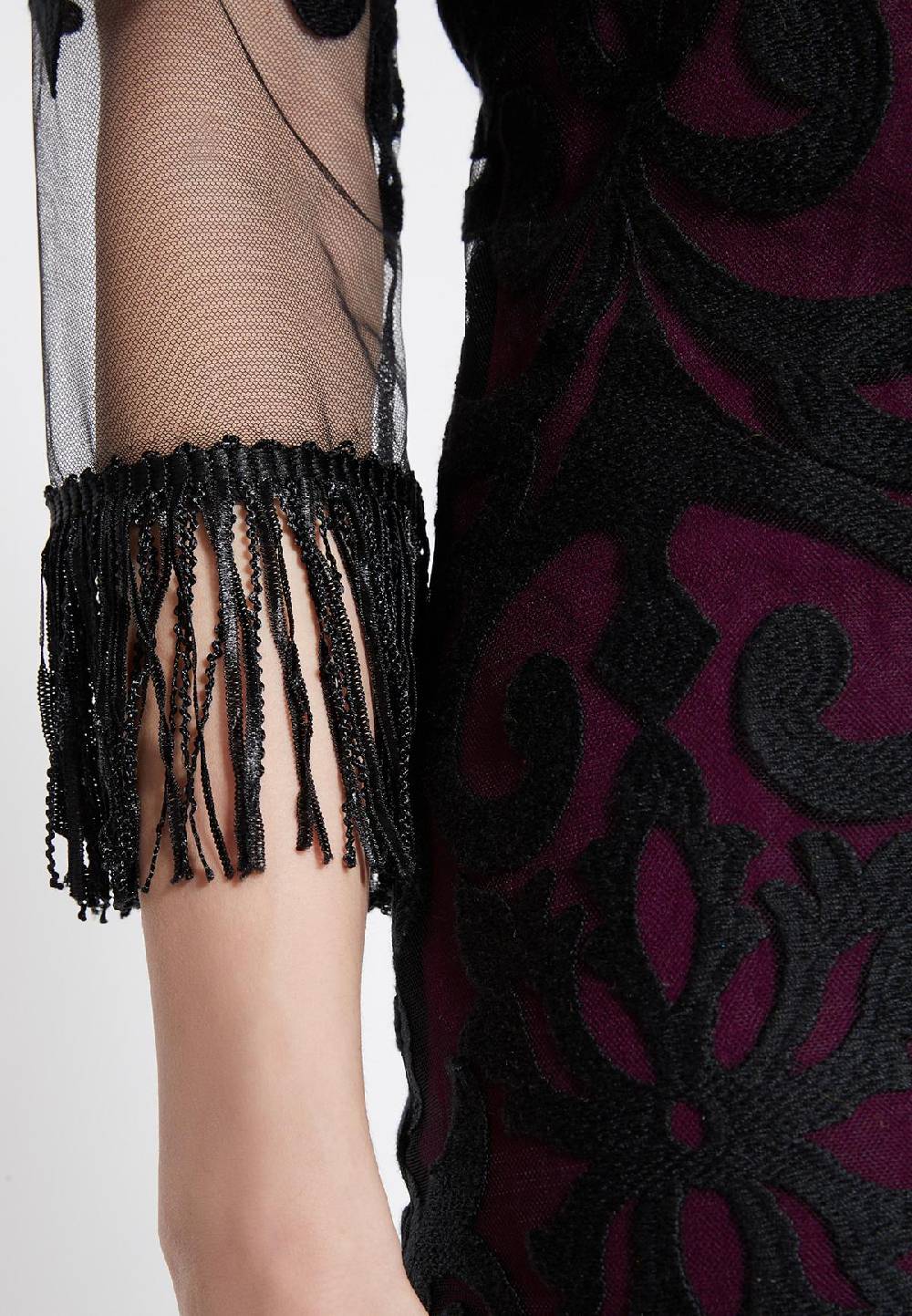 Ana Alcazar Fransenarm Kleid Warasa Bordeaux