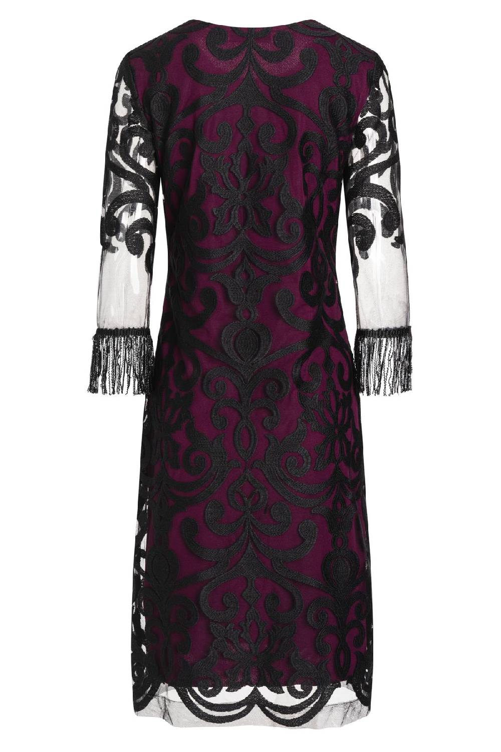 Ana Alcazar Fransenarm Kleid Warasa Bordeaux