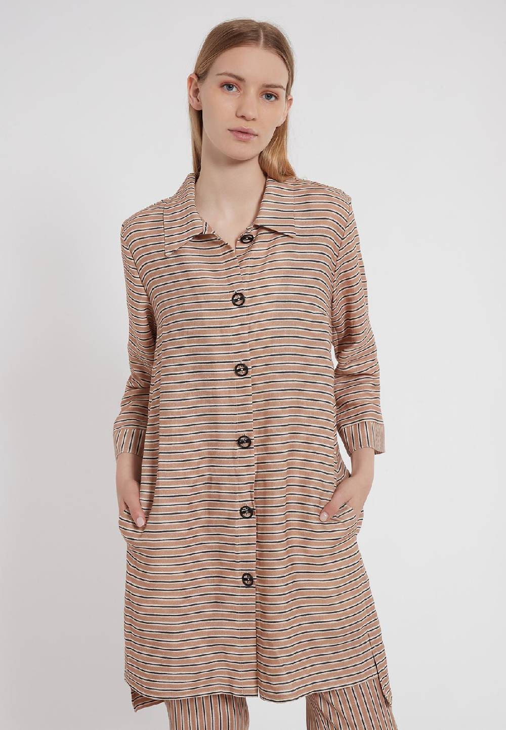 Ana Alcazar Leinen Hemdblusen Kleid Zemtye