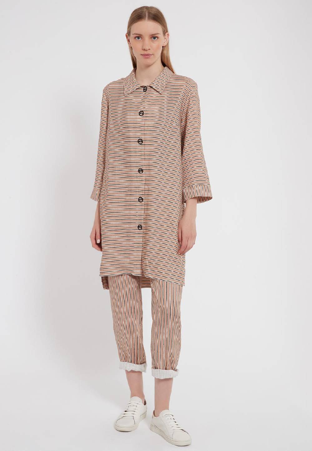 Ana Alcazar Leinen Hemdblusen Kleid Zemtye