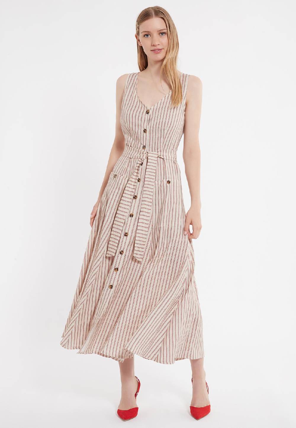 Ana Alcazar Midi Leinenkleid Zemy