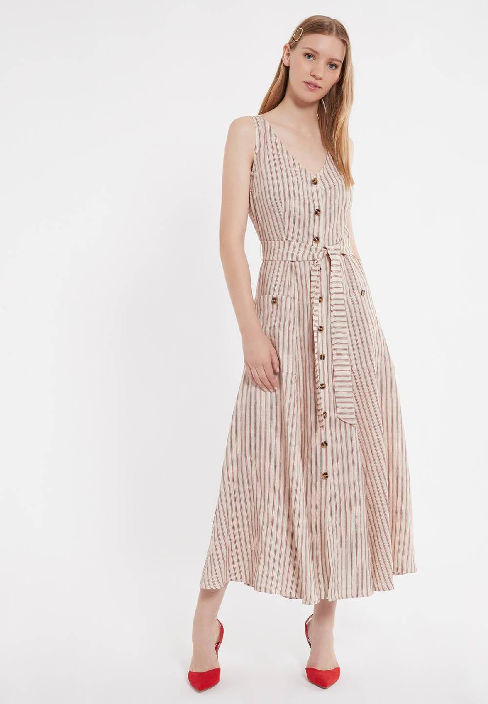 Ana Alcazar Midi Leinenkleid Zemy