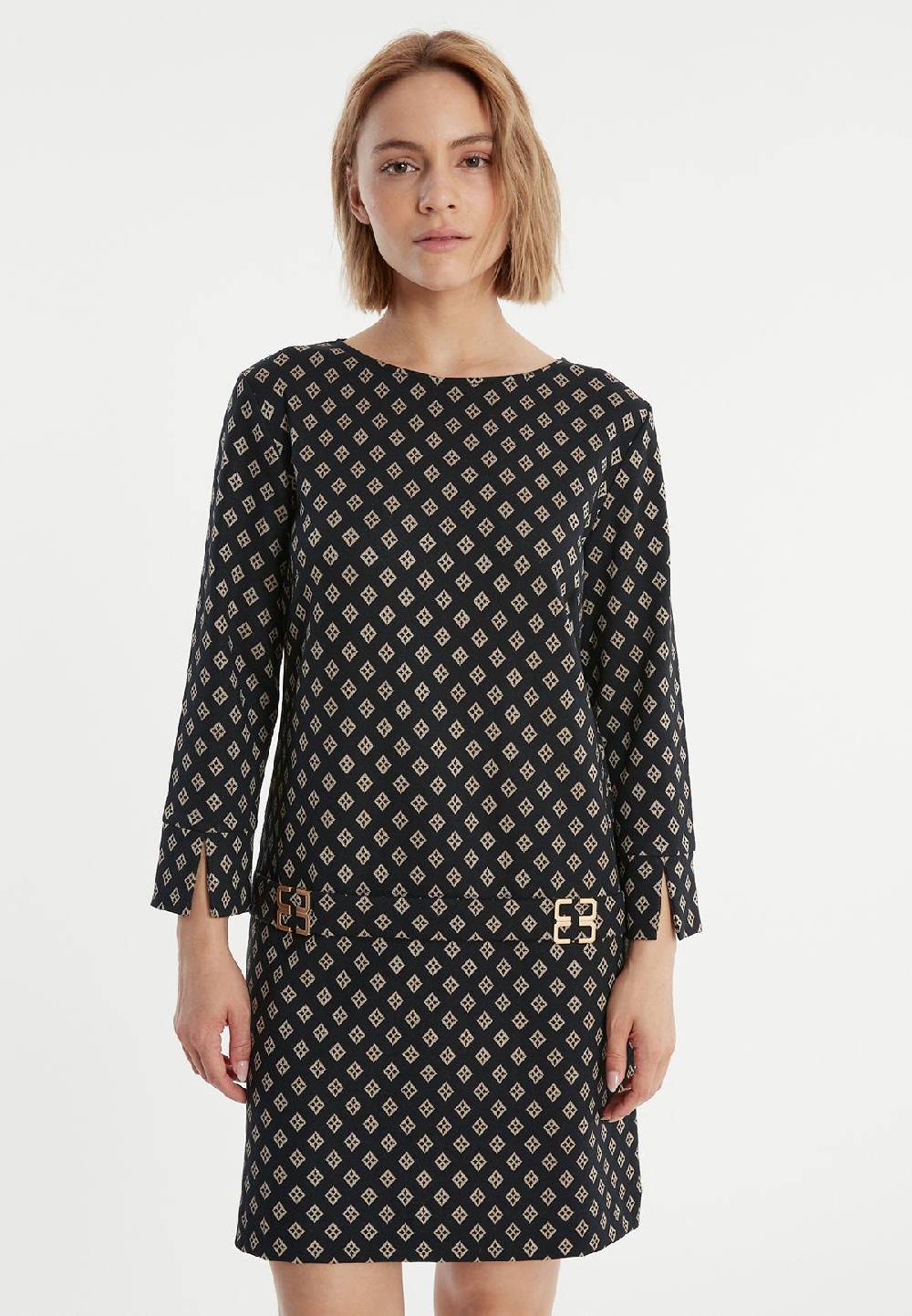 Ana Alcazar Schwarz-Goldenes Tunikakleid Penalora