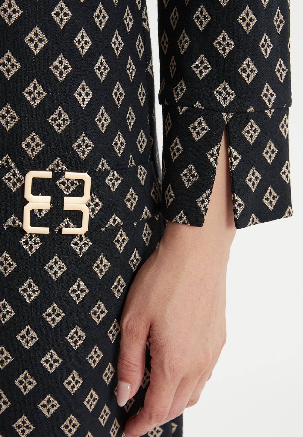 Ana Alcazar Schwarz-Goldenes Tunikakleid Penalora