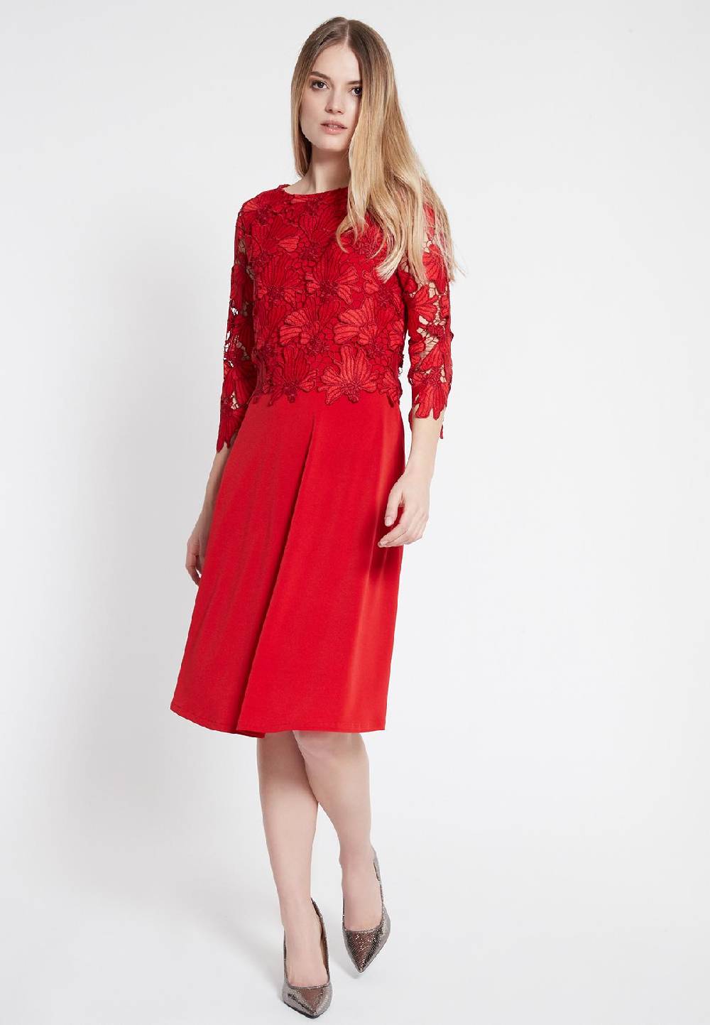 Ana Alcazar Spitzen-Mix Kleid Wapiura