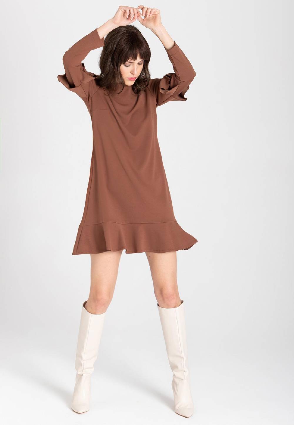 Ana Alcazar Volant Kleid Waisea Braun