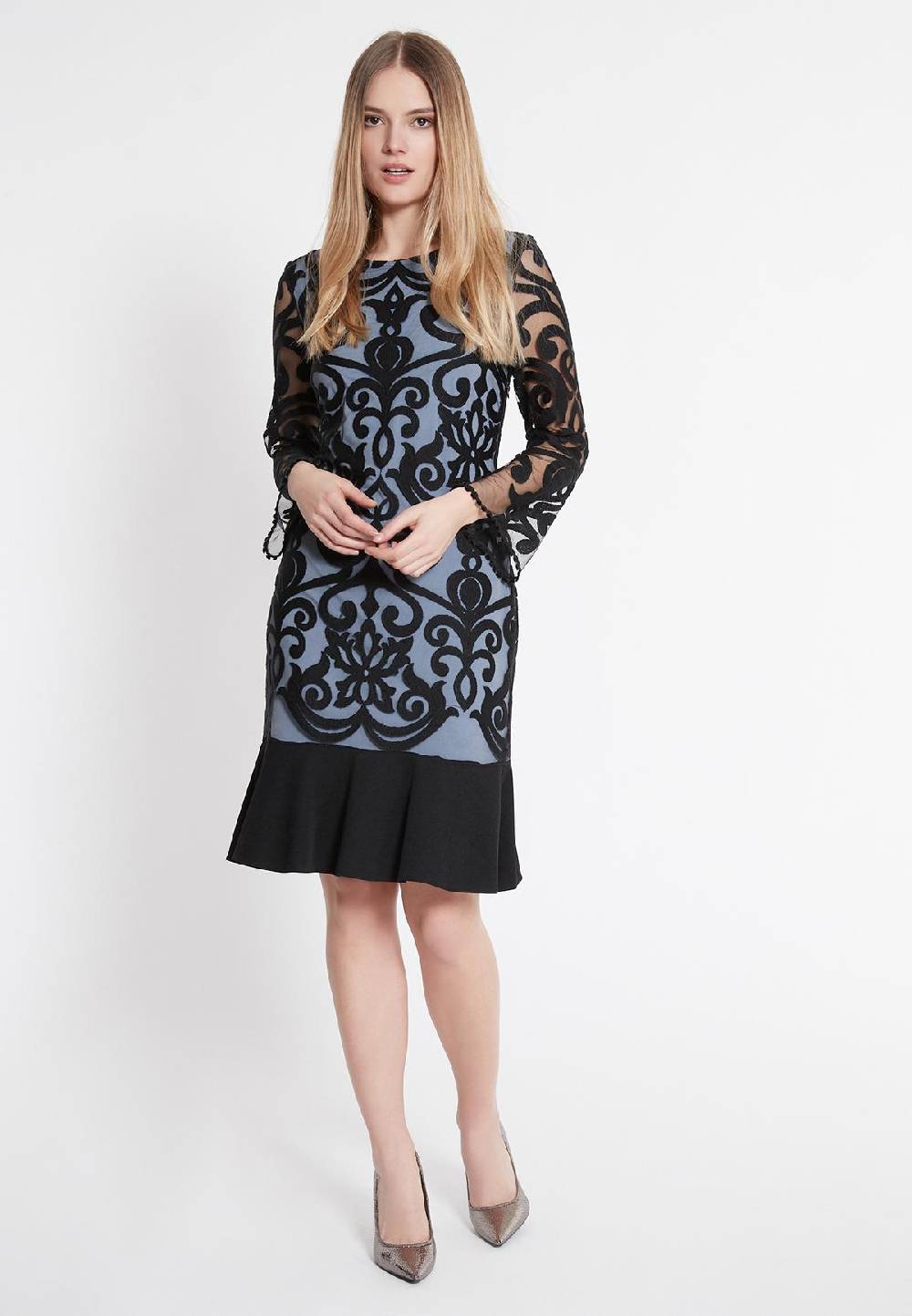 Ana Alcazar Volant Kleid Warisia Blau