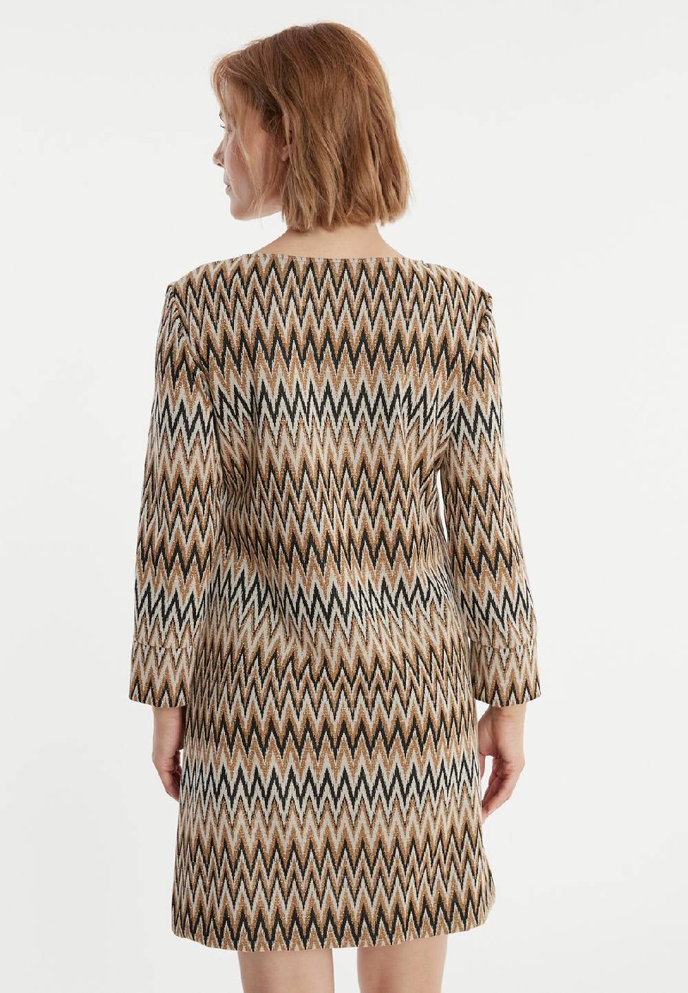 Ana Alcazar Schwarz-Gold-Beiges Tunikakleid Penalle