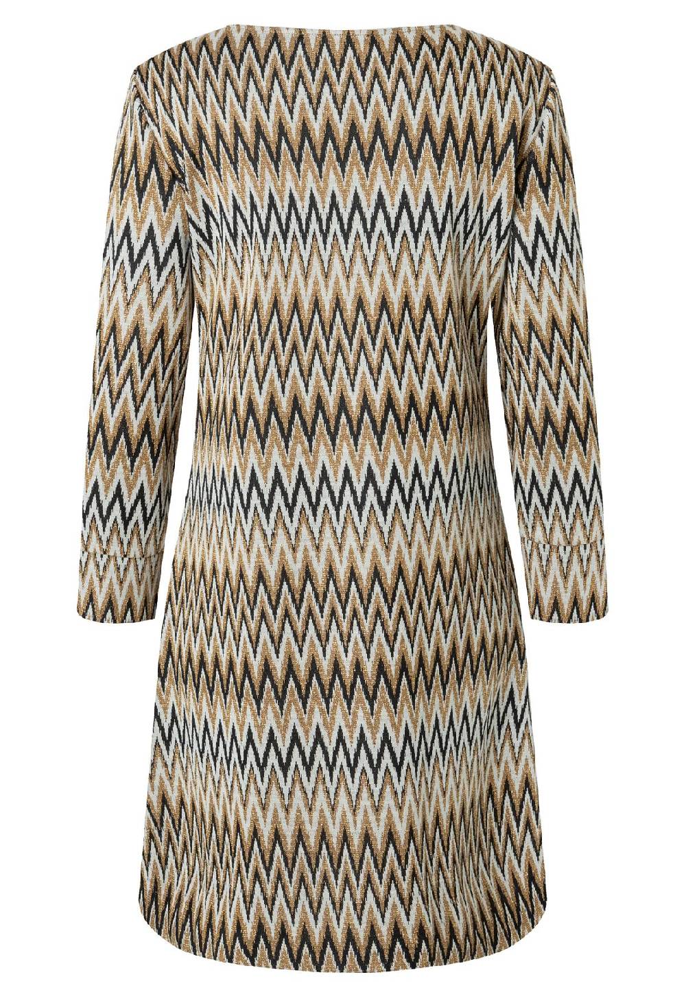 Ana Alcazar Schwarz-Gold-Beiges Tunikakleid Penalle