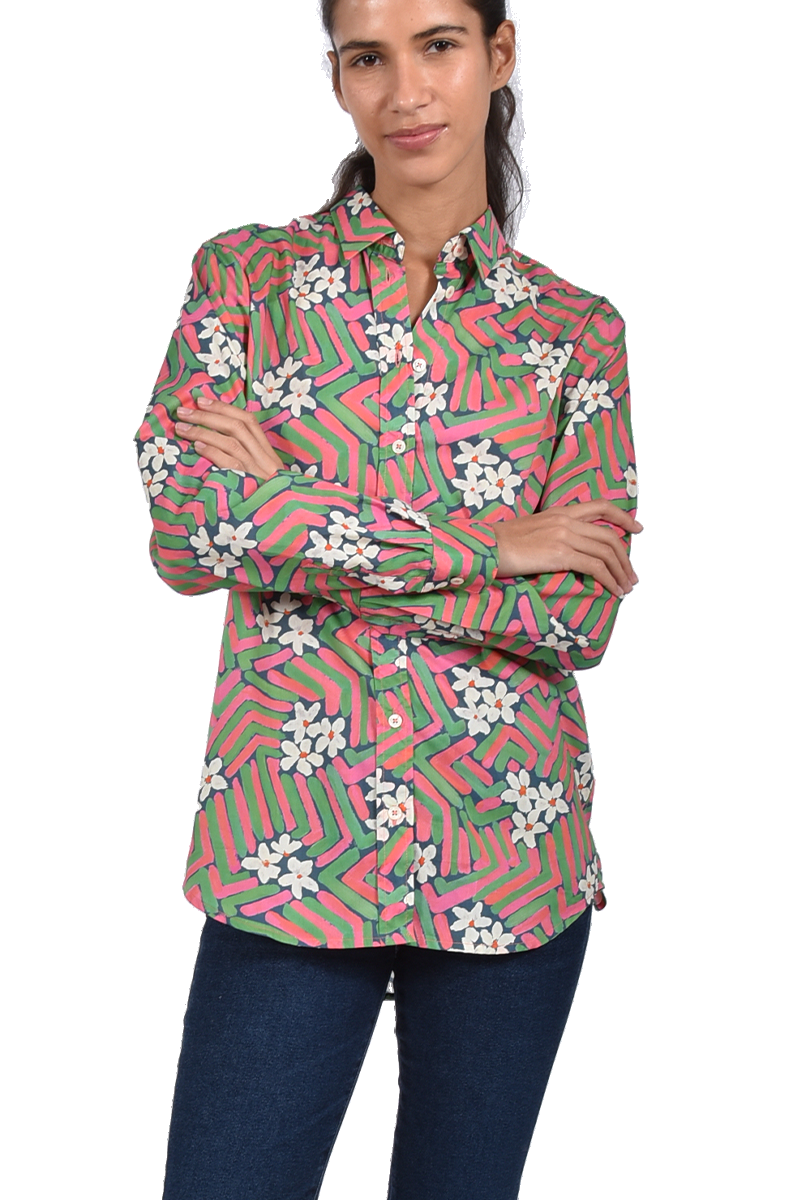 STEEN Bluse Mit Grafischem Blumenmuster Von Liberty, Kellerfalte Und Abgerundetem Saum