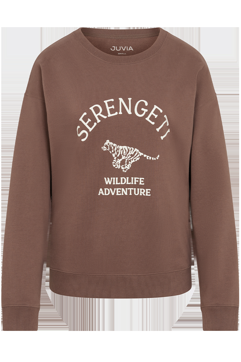 JUVIA Emmy Fleece Sweater mit Frontprint "Serengeti" von JUVIA