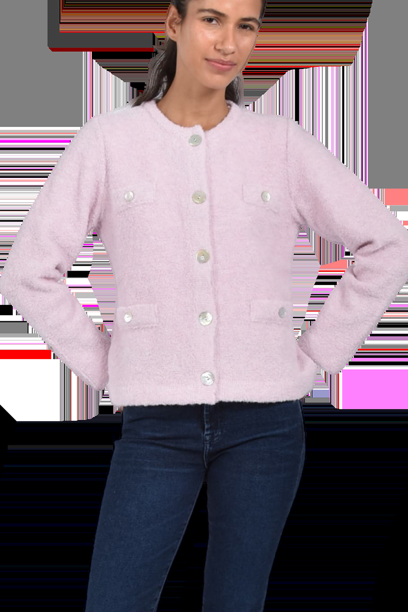 Pierre Claire Exquisite Bouclé-Strickjacke Mit Rundhalsausschnitt Von Pierre Claire