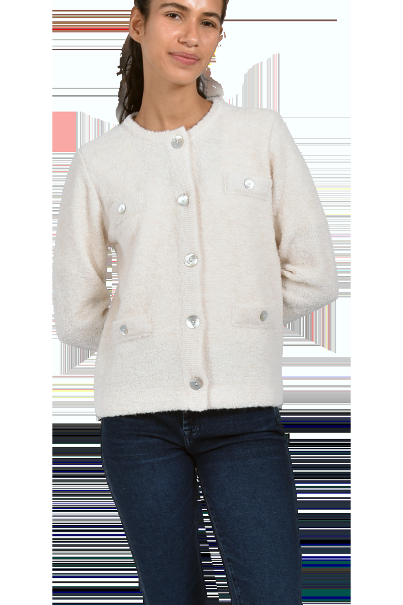 Pierre Claire Exquisite Bouclé-Strickjacke Mit Rundhalsausschnitt Von Pierre Claire